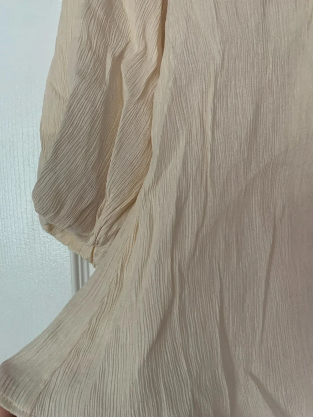 Zara Cream Ruffled Lace-Trim Button Blouse - Picture 5 of 10